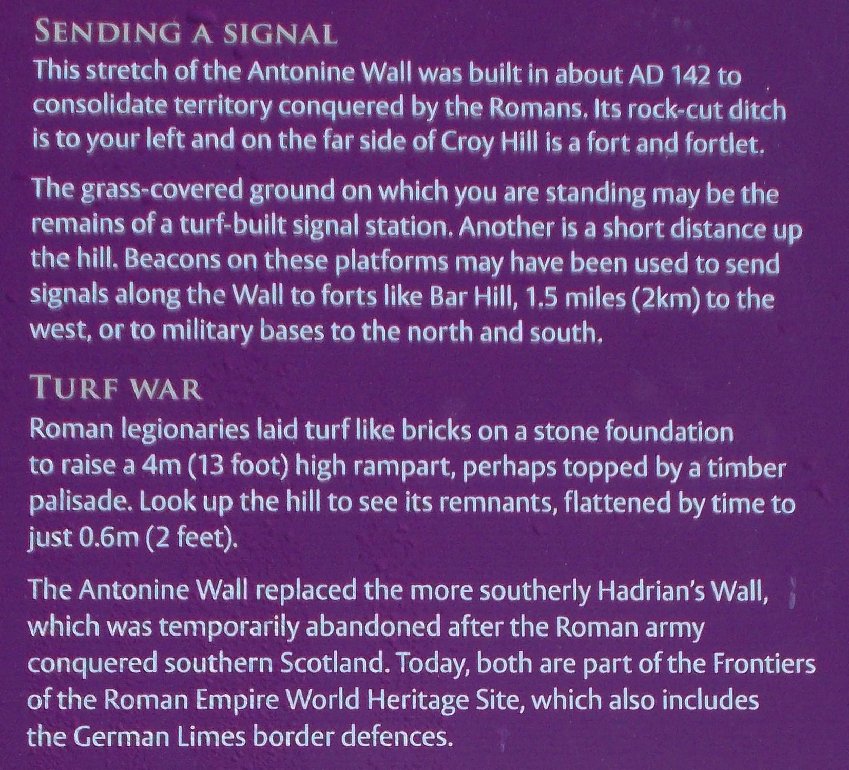 Antonine Wall information board on Croy Hill