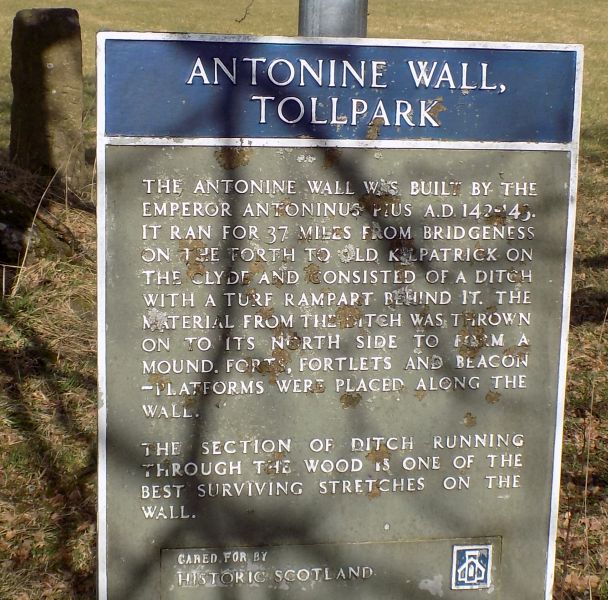 Antonine Wall information board at Tollpark