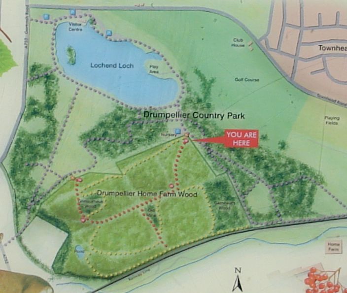 Map of Drumpellier Country Park in North Lanarkshire in Central Scotland