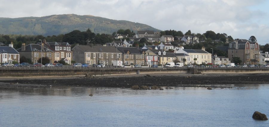 Houses along the waterfront in the East Bay at Dunoon