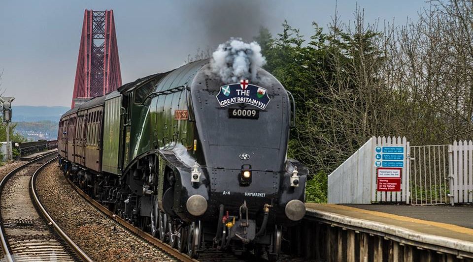 Steam Locomotive at Forth Railway Bridge