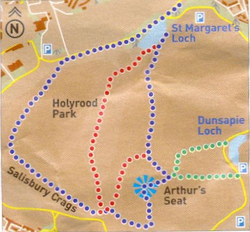 Map of Holyrood Park and Arthur's Seat