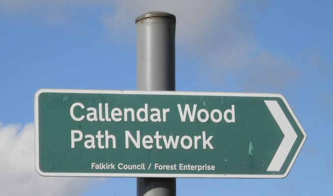 Signpost to Callendar Woods on the outskirts of Falkirk