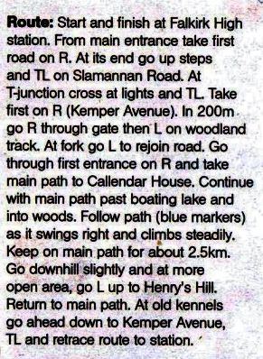 Route Description for Callendar Park