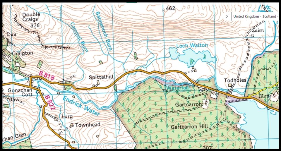 Map of Fintry Loup on Endrick Water