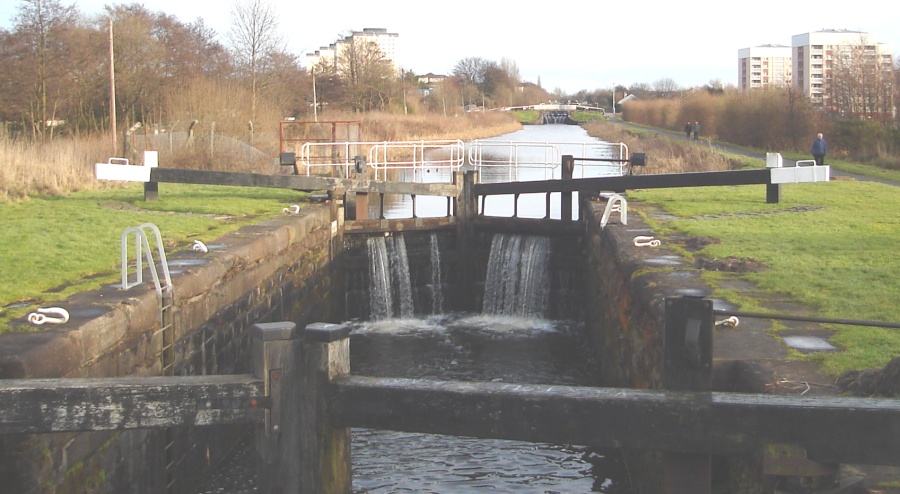 Lock on Forth and Clyde Canal in Yoker, Glasgow