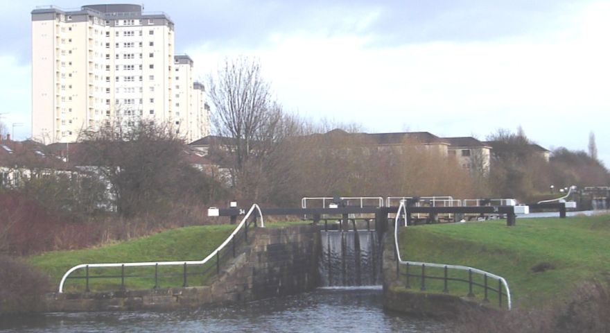 Lock on Forth and Clyde Canal in Yoker, Glasgow