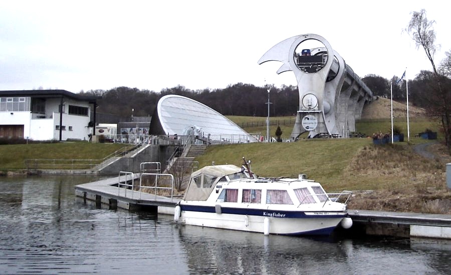 The Falkirk Wheel from the Forth and Clyde Canal