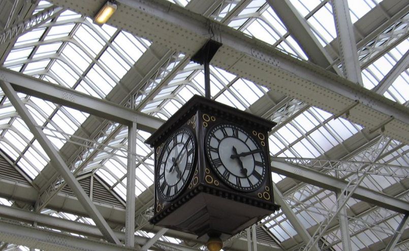 Clock in Central Station in Glasgow