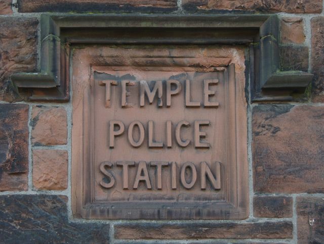 Stone Inscription on Police Station at Temple, Anniesland
