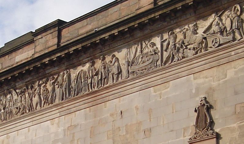 Stone Carvings on Hindu Mandir ( Hindu Temple ) at La Belle Place in Kelvingrove in Glasgow , Scotland