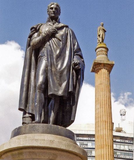 Sir Walter Scott statue in George Square in Glasgow city centre
