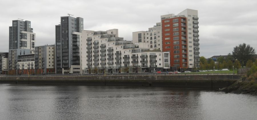 Buildings along River Clyde at Whiteinch