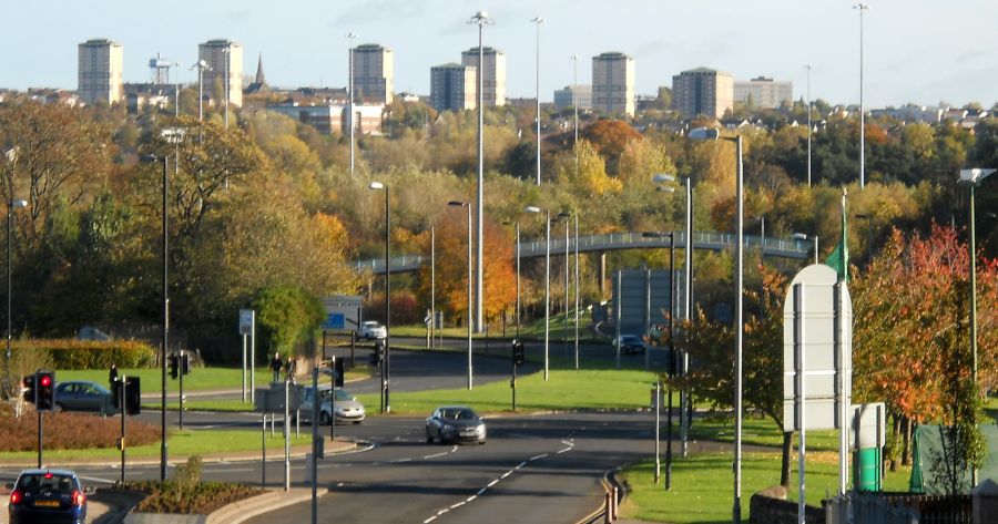 Access road to town centre of Hamilton from M74 and Motherwell