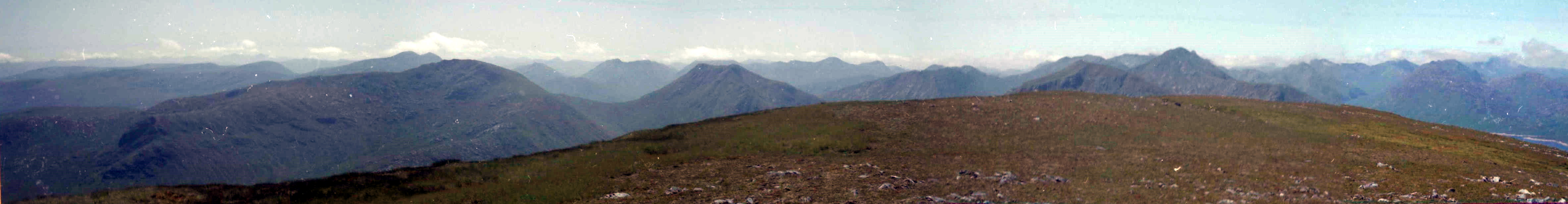 Panorama of the hills of Knoydart to the south of Gairich