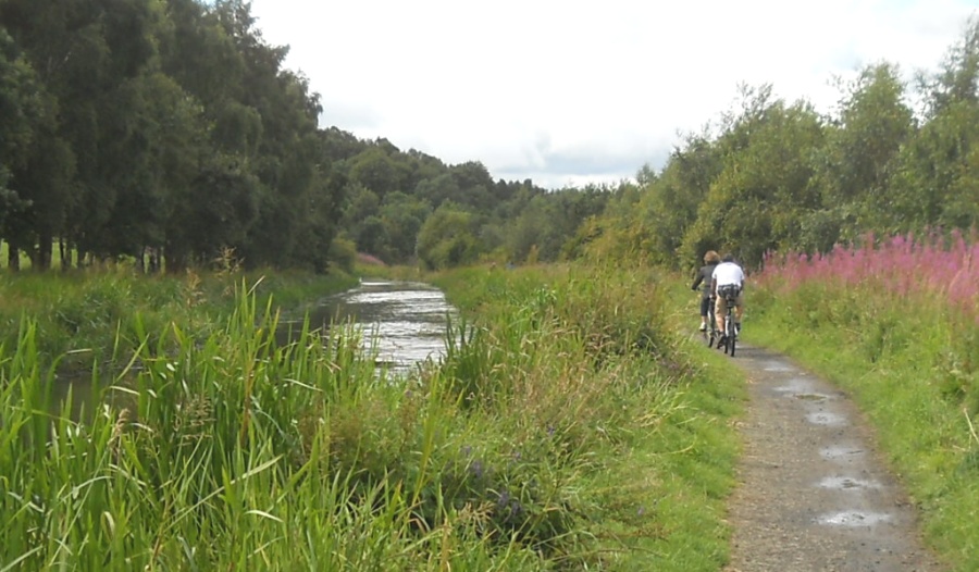 Cyclists on the Union Canal Walkway at Linlithgow