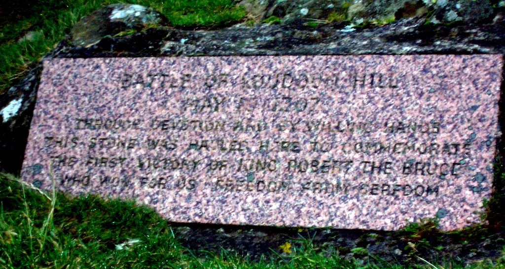 Memorial stone on Loudoun Hill