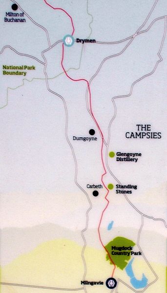 Map - Start of the West Highland Way from Milngavie