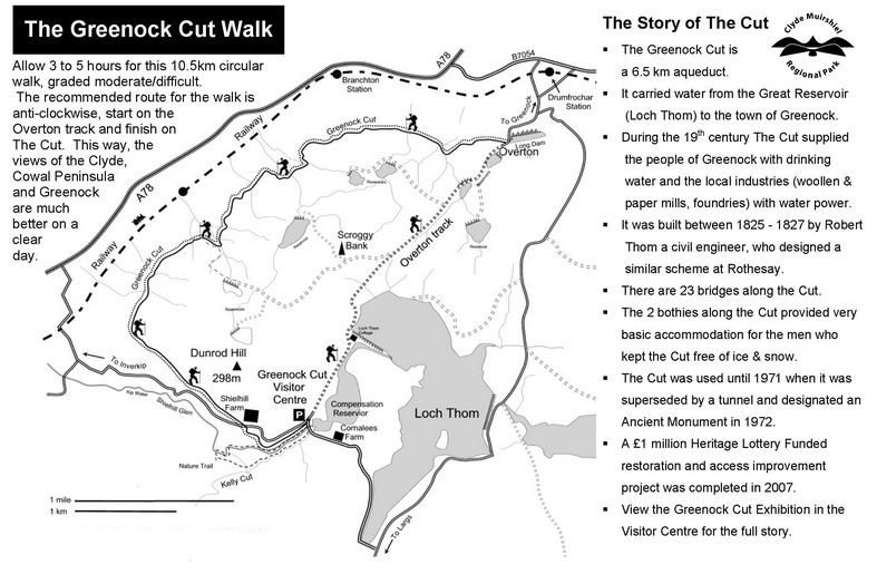 Route Description and Map of Greenock Cut walk in the Clyde Muirshiel Regional Park