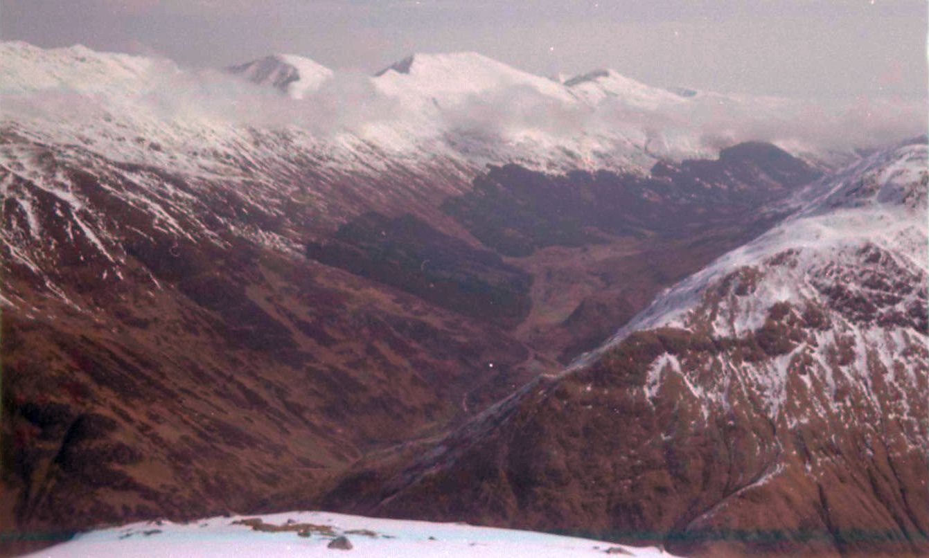 Three Brothers of Kintail above Glen Shiel from Sgurr na Sgine
