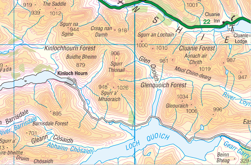 Map of the South Glen Shiel Ridge