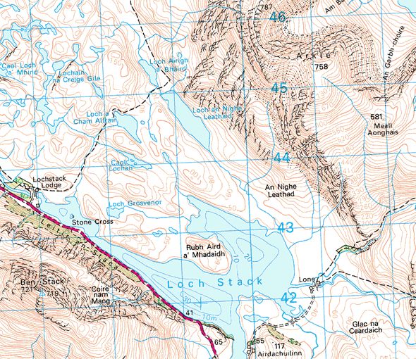 Map of Loch Stack and Arkle