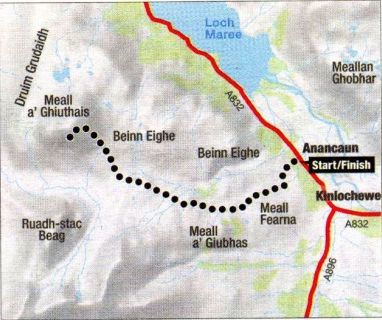 Route Map for Meall a' Ghiubhais in Torridon Region of NW Scotland
