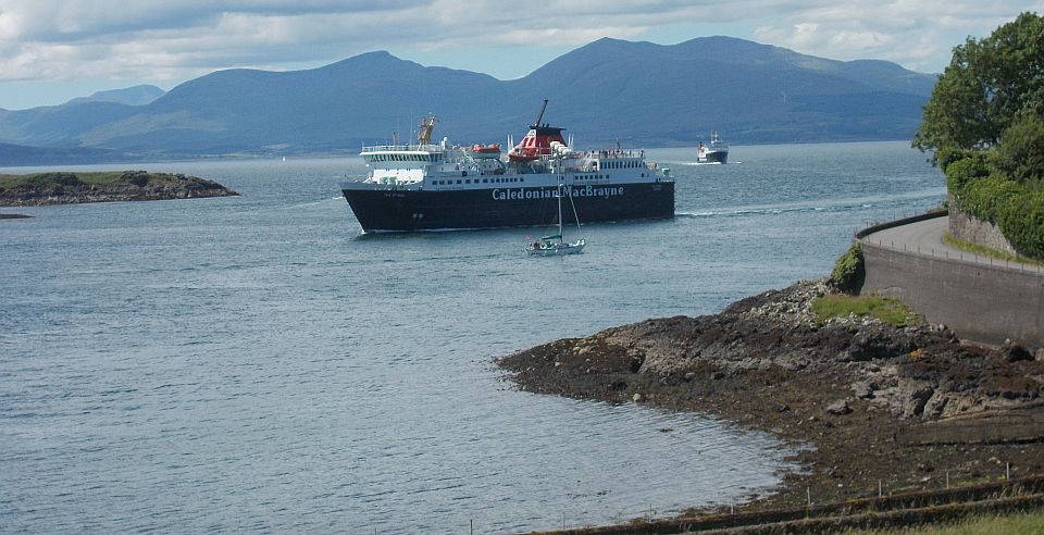 Isle of Mull and Ferry from Dunollie Castle