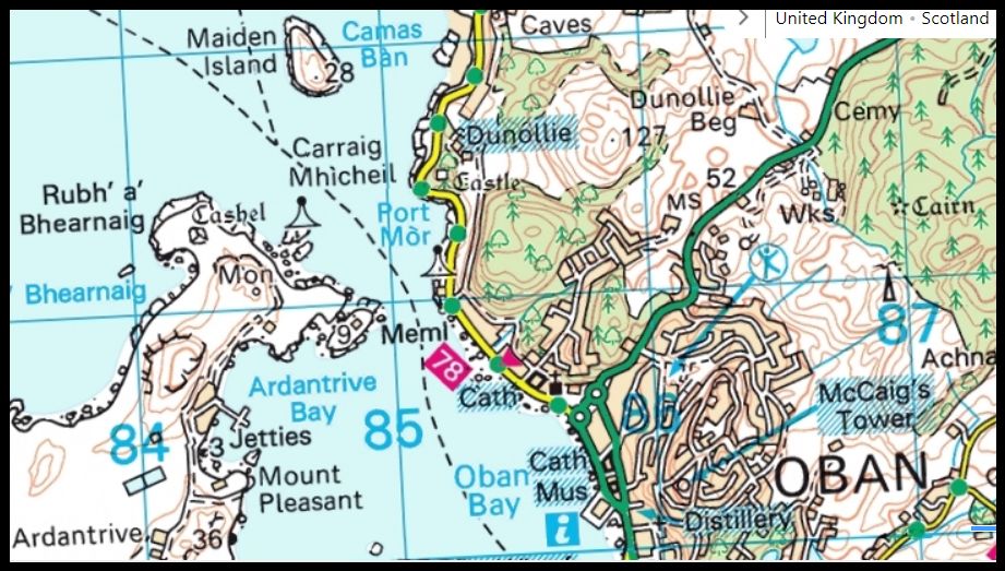 Map of Dunollie Castle
