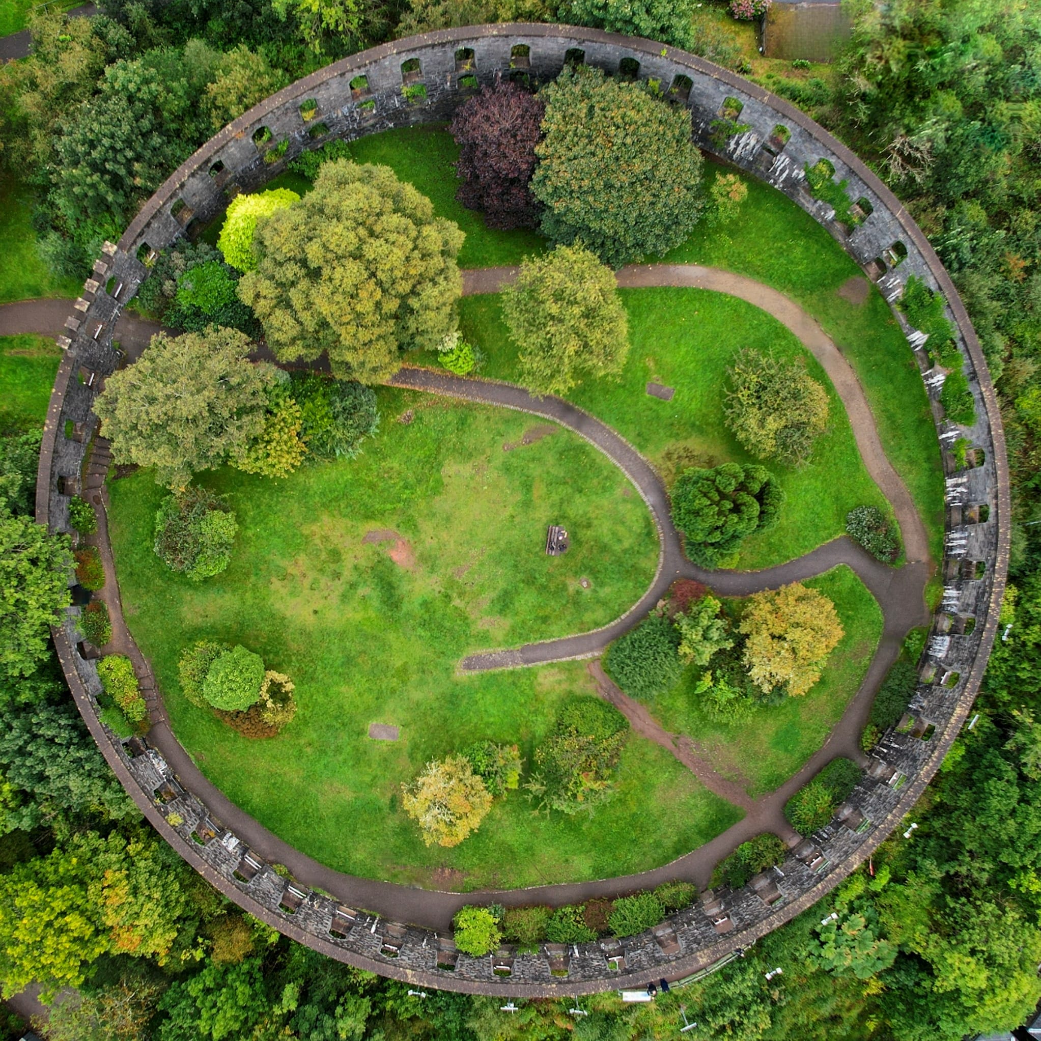 Aerial view of McCaig's Folly ( Tower ) above Oban