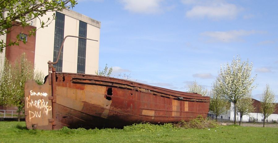Remains of Old Iron-hulled boat at Port Dundas