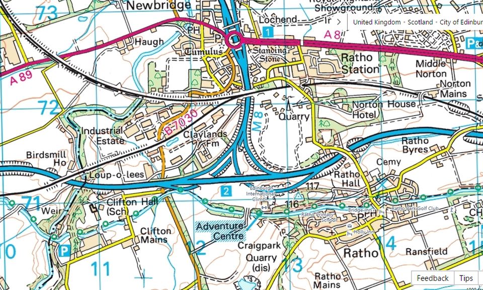 Map of Union Canal at Ratho