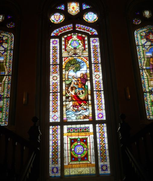 Stained glass window in Dalmoak Castle near Dumbarton