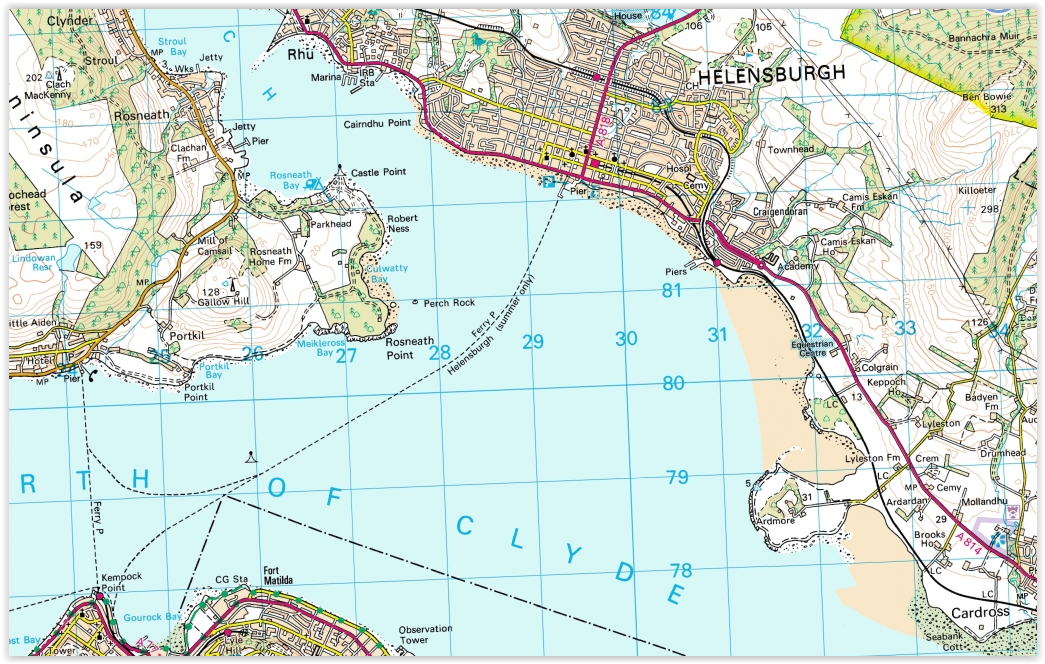 Map of Helensburgh, Rhu and Cardross