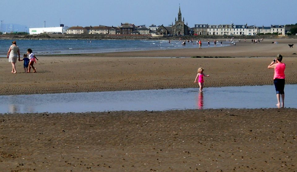 Ardrossan from South Bay Beach at Saltcoats on the Ayrshire Coast of Scotland