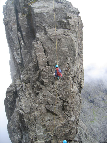 Abseiling off the Inaccessible Pinnacle on Skye Ridge