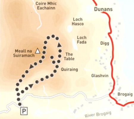 Map and Access Route for The Quiraing on the Isle of Skye