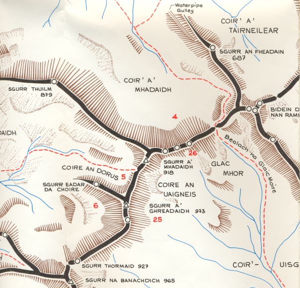 Map for Sgurr Mhadaidh and Sgurr Ghreadaidh on the Skye Ridge