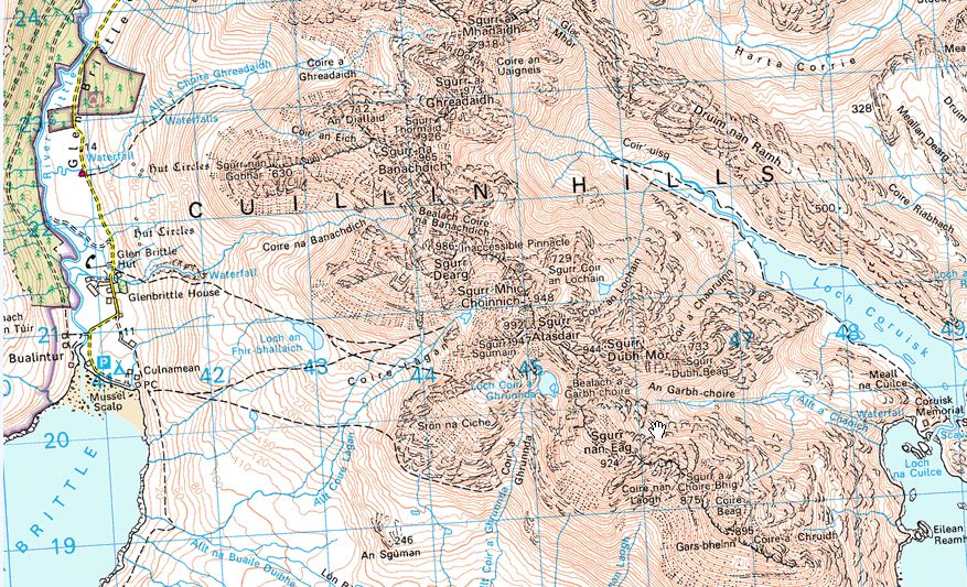 Map of Gars Bheinn on the Skye Ridge