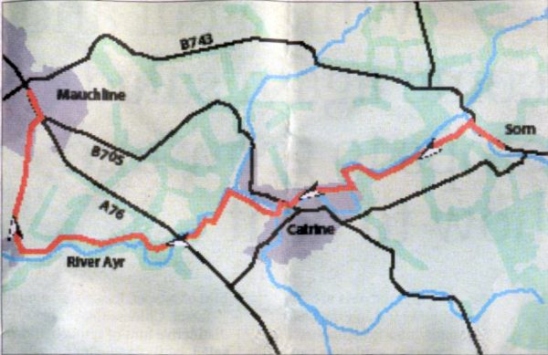 Route Map for Sorn to Mauchline