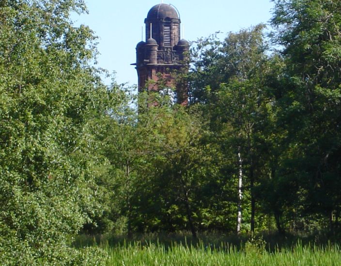 Clock Tower of the Old Stobhill Hospital from Springburn Park