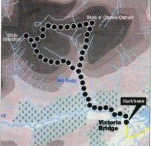 Route Map for Stob Ghabhar in the Black Mount of Glencoe