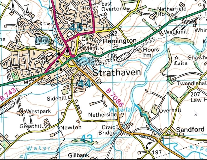 Map of Strathaven and Sandyford