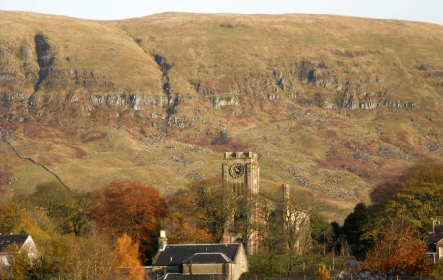 Campsie Fells above the High Kirk in Lennoxtown