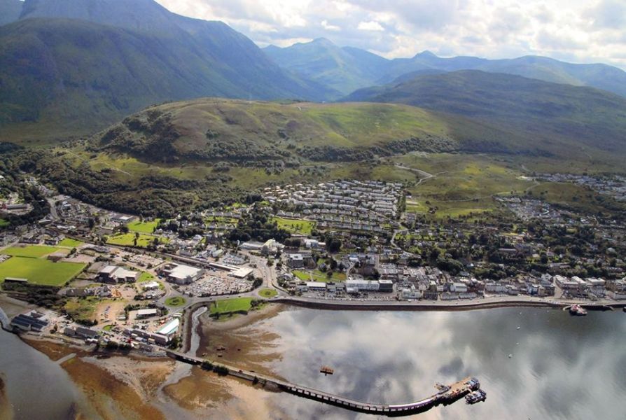 The West Highland Way - aerial view of Fort William