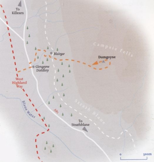 Route Map of Dumgoyne above West Highland Way