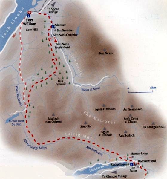 The West Highland Way - Route Map - Kinlochleven to Fort William
