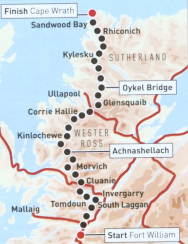 Walking Scotland from End to End - route map - Fort William to Cape Wrath