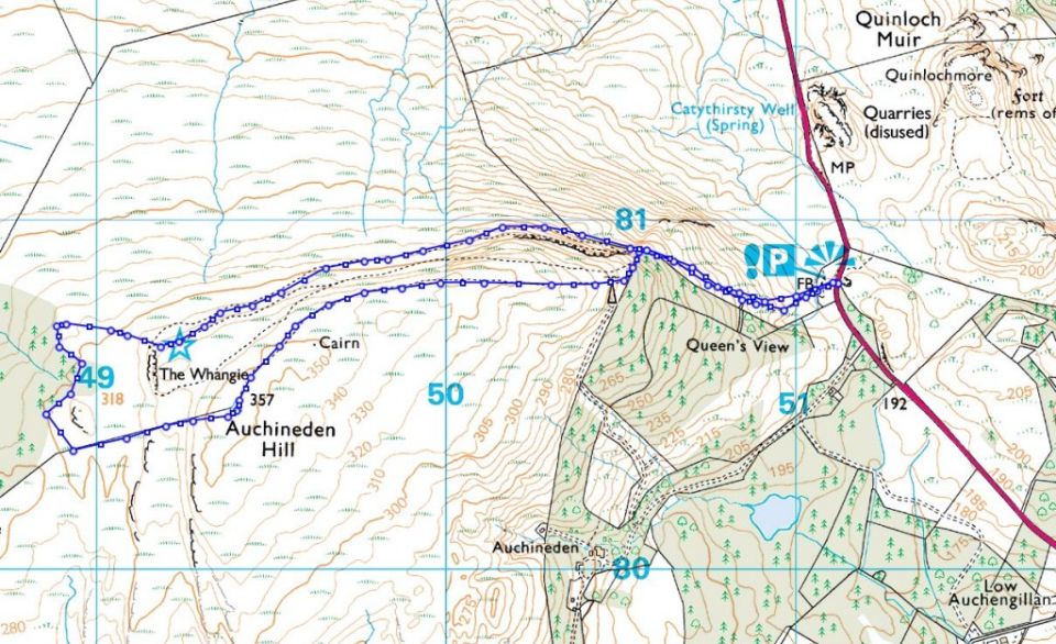 Map of the Whangie and Auchineden Hill