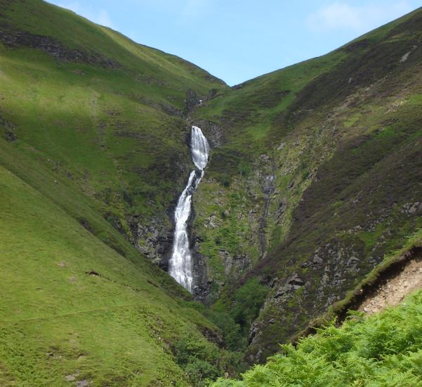 The Grey Mare's Tail Waterfall on ascent to White Coomb